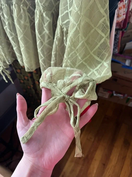 NWT Green Maeve Sheer Babydoll Layering Top - Picture 7 of 14